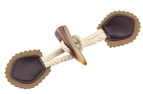 BDSHGRDH Toggle Buttons， 16 cm, 3 Paar dunkelbraune Knebelverschlussknöpfe aus PU-Leder, for Aufnähen, for Mantel, Strickjacke, Jacke, Kleidung(Brown) von BDSHGRDH