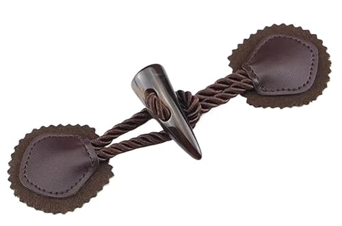 BDSHGRDH Toggle Buttons， 16 cm, 3 Paar dunkelbraune Knebelverschlussknöpfe aus PU-Leder, for Aufnähen, for Mantel, Strickjacke, Jacke, Kleidung(Dark Brown) von BDSHGRDH