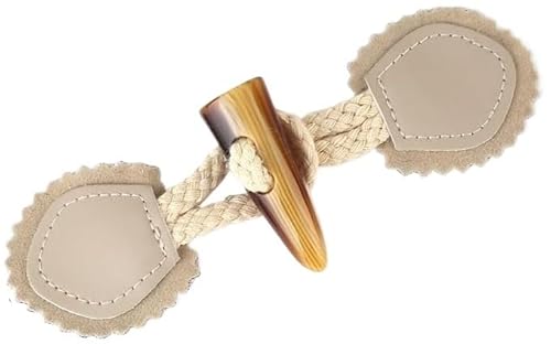 BDSHGRDH Toggle Buttons， 16 cm, 3 Paar dunkelbraune Knebelverschlussknöpfe aus PU-Leder, for Aufnähen, for Mantel, Strickjacke, Jacke, Kleidung(Light Brown) von BDSHGRDH
