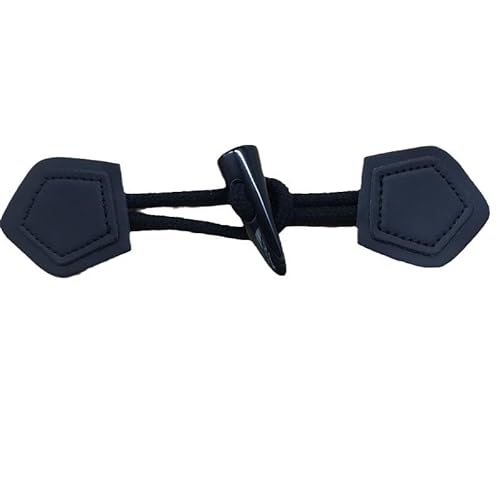 BDSHGRDH Toggle Buttons， 3 Paar 18 cm Schwarze Knebelverschlussknöpfe aus Kunstharzleder, Knebelknopf aus Leder for Aufnähen, Knebelverschluss for Mantel, Strickjacke, Jacke(Black) von BDSHGRDH