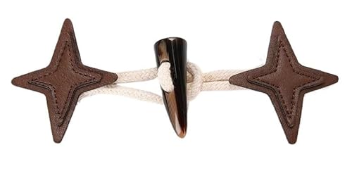 BDSHGRDH Toggle Buttons， 3 Paar Stern-Knebelverschlussknöpfe aus PU-Leder, Knebelknopf for Aufnähen, Knebelverschluss for Mantel, Strickjacken, Jacken, Kleidung(Brown) von BDSHGRDH