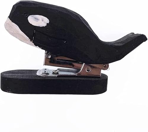 Hefter， Mini-Heftgerät, handgefertigtes Mini-Tierheftgerät mit Holzschnitzerei und 1000 Heftklammern for Schulbüro-Schreibwaren for Kinder, 12 Blatt für(Whale) von BDSHGRDH