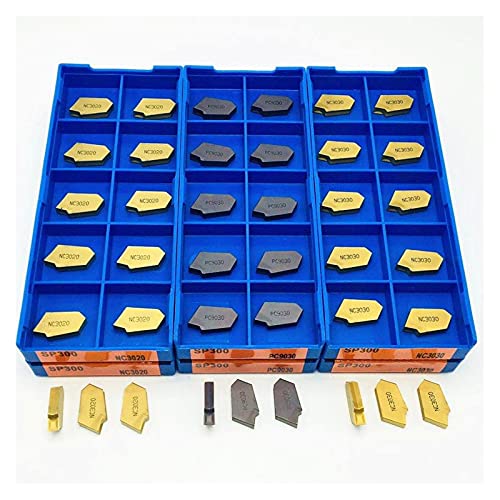 Schaftfräser， CNC-Werkzeuge Drehwerkzeug SP300 NC3020 NC3030 PC9030 Hartmetall-Stechplatte Fräser CNC-Drehplatte Edelstahl SP 300: 10 Stück(20pcs(2box),SP300 PC9030) von BDSHGRDH