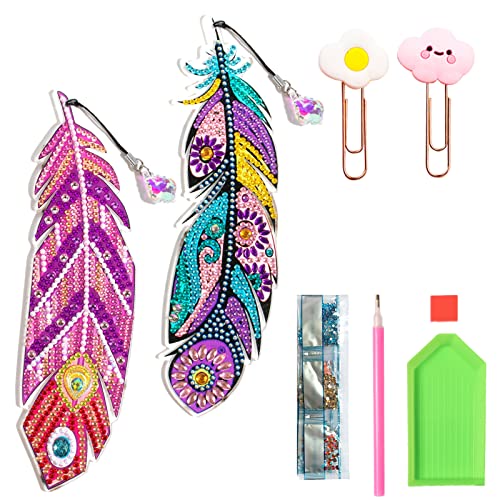 BDSHUNBF 2 Stück Diamant Malerei Lesezeichen, 5D DIY Diamond Painting Lesezeichen, Diamant Painting Lesezeichen Feder mit Kristall Anhänger für Erwachsene Kinder Anfänger Handarbeiten BDSHUNBF 2 Stück Diamant Malerei Lesezeichen, 5D DIY Diamond Painting Lesezeichen, Diamant Painting Lesezeichen Feder mit Kristall Anhänger für Erwachsene Kinder Anfänger Handarbeiten von BDSHUNBF