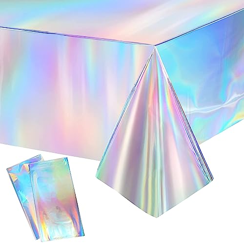 BDSHUNBF 2 Stück Plastik Tischdecken, Bunt Party Tischdecke, Laserholografische Tischtuch für Kinder Geburtstag Babyparty Party Dekorationen, 137x274cm von BDSHUNBF