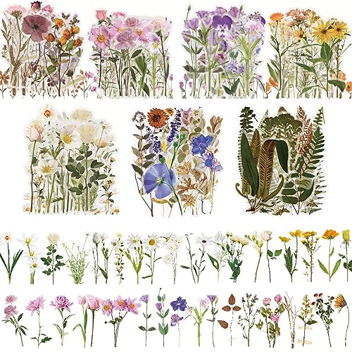 BDSHUNBF 280 Stück Blumen Aufkleber, Scrapbook Aufkleber, Vintage Aufkleber, Pflanze Aufkleber, für Scrapbooking Fotoalbum Sammelalbum Selbstklebend Notizbuch Tagebuch Laptops von BDSHUNBF