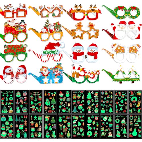 BDSHUNBF 36 pcs Weihnachtsbrillen Weihnachtsmütze Weihnachtsbrille Weihnachtsmann Mütze Weihnachts Photo Booth Requisiten Weihnachtsfeier Zubehör,Weihnachten leuchtende temporäre Tattoos für Kinder BDSHUNBF 36 pcs Weihnachtsbrillen Weihnachtsmütze Weihnachtsbrille Weihnachtsmann Mütze Weihnachts Photo Booth Requisiten Weihnachtsfeier Zubehör,Weihnachten leuchtende temporäre Tattoos für Kinder von BDSHUNBF