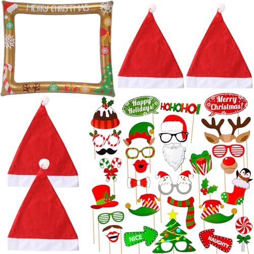 BDSHUNBF 37Stück Weihnachten Foto Requisiten, Fotobox Accessoires, Weihnachtsfeier Fotorequisiten Aufblasbarer Bilderrahmen, Weihnachtsparty Foto Booth, Party Zubehör BDSHUNBF 37Stück Weihnachten Foto Requisiten, Fotobox Accessoires, Weihnachtsfeier Fotorequisiten Aufblasbarer Bilderrahmen, Weihnachtsparty Foto Booth, Party Zubehör von BDSHUNBF
