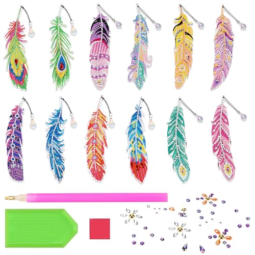BDSHUNBF Diamond Painting Lesezeichen Kinder Erwachsene, 12 Stück Basteln 6-12 Jahre, Bastelset Kinder Spielzeug ab 6 Jahre Geschenke für Mädchen DIY Diamant Malerei Lesezeichen mit Anhänger Kristall BDSHUNBF Diamond Painting Lesezeichen Kinder Erwachsene, 12 Stück Basteln 6-12 Jahre, Bastelset Kinder Spielzeug ab 6 Jahre Geschenke für Mädchen DIY Diamant Malerei Lesezeichen mit Anhänger Kristall von BDSHUNBF