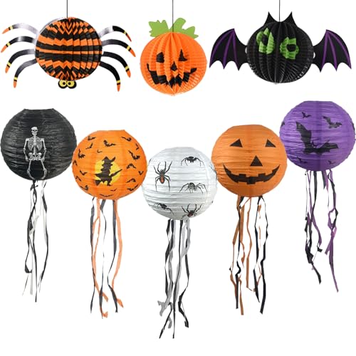 BDSHUNFB 8 Pcs Halloween Laterne Halloween Deko: Halloween Papier Laternen Dekoration- Hochwertige Papierlaternen Faltbar Lampenschirm Papier- Perfekte Dekoration für Drinnen & Draußen für Halloween BDSHUNFB 8 Pcs Halloween Laterne Halloween Deko: Halloween Papier Laternen Dekoration- Hochwertige Papierlaternen Faltbar Lampenschirm Papier- Perfekte Dekoration für Drinnen & Draußen für Halloween von BDSHUNBF