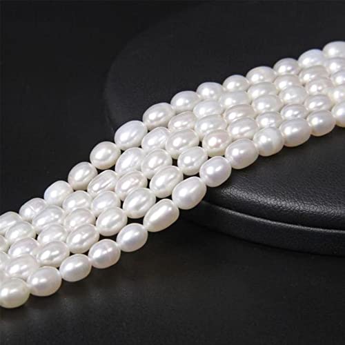 BDSTT Ovale natürliche Perlen Perlen Glanz Reisform Süßwasserperlen Perlen für die Schmuckherstellung DIY Craft Strang-Weiß, 5-6 mm ca. 34 cm von BDSTT