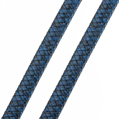 0,5/1 Meter Vintage Schwarz Braun echtes geflochtenes Lederband 8mm 10mm 12mm flaches Lederband zur Armband-Schmuckherstellung. Lederband (Color : Blue, Size : 12mm- 1meter) von BDXMKS