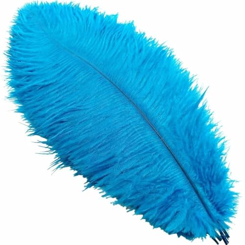 BDXMKS Straußenfeder 10–200 Flauschige, seeblaue Straußenfedern for Basteln, for Hochzeitstischdekoration, DIY-Federschmuck, Karnevalszubehör, 15–70 cm(35-40CM Small Pole,10pcs) von BDXMKS