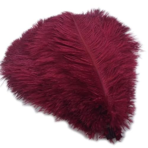 BDXMKS Straußenfeder 10–200 Stück weinrote Straußenfedern for Basteln, DIY-Handarbeiten, Federn zur Schmuckherstellung, Hochzeitsdekoration, Federn 15–55 cm(40-45cm 16-18inch,10PCS) von BDXMKS