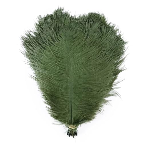 BDXMKS Straußenfeder 10 STÜCKE Farbige Straußenfedern 15-60 cm for Handwerk Karneval Hochzeit DIY Tischdekoration Flauschige Straußenfedern Zubehör Groß(Deep Green,45-50cm) von BDXMKS