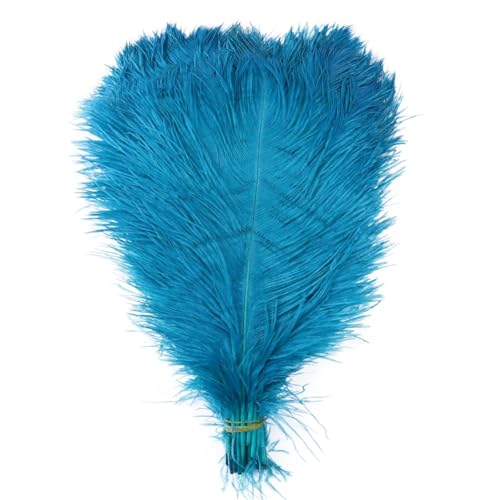 BDXMKS Straußenfeder 10 STÜCKE Farbige Straußenfedern 15-60 cm for Handwerk Karneval Hochzeit DIY Tischdekoration Flauschige Straußenfedern Zubehör Groß(Peacock Blue,15-20cm) von BDXMKS