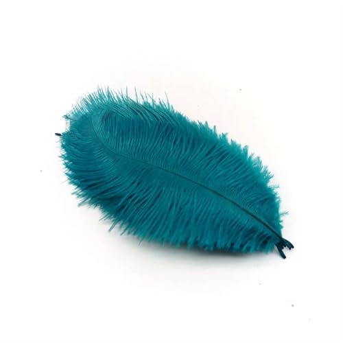 BDXMKS Straußenfeder 10 Stück Straußenfedern zur Schmuckherstellung, Federschmuck, DIY, Traumfänger, Dekoration, Vase, Handarbeit, Bastelbedarf, Hochzeitszubehör(Hole Blue Feathers) von BDXMKS