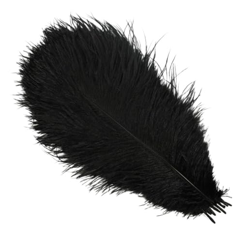 BDXMKS Straußenfeder 10 Stück farbige Straußenfedern for Basteln, Hochzeitsdekoration, Bastelzubehör, Tischdekoration, Karnevalsdeko(Black,25-30cm 10-12inch) von BDXMKS