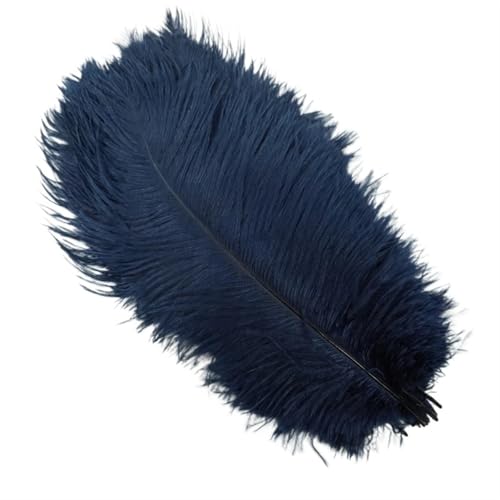 BDXMKS Straußenfeder 10 Stück farbige Straußenfedern for Basteln, Hochzeitsdekoration, Bastelzubehör, Tischdekoration, Karnevalsdeko(Deep Blue,25-30cm 10-12inch) von BDXMKS