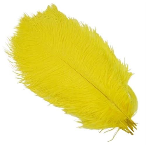 BDXMKS Straußenfeder 10 Stück farbige Straußenfedern for Basteln, Hochzeitsdekoration, Bastelzubehör, Tischdekoration, Karnevalsdeko(Yellow,45-50cm 18-20inch) von BDXMKS