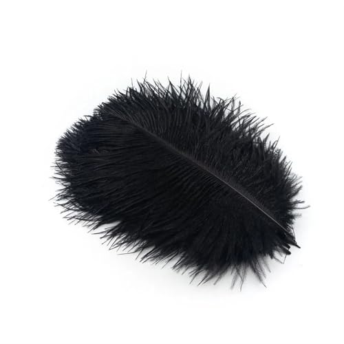 BDXMKS Straußenfeder 10 Stücke Straußenfedern Plumes DIY Schmuckherstellung Hochzeit Dekoration Basteln Zubehör Handarbeiten Plumas Tischdekoration(Black Feathers,10pcs 25.30cm) von BDXMKS