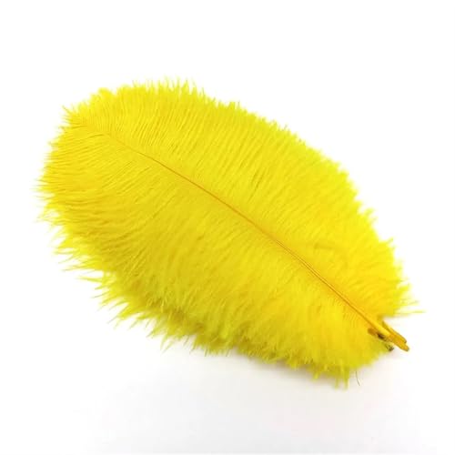 BDXMKS Straußenfeder 10 Stücke Straußenfedern Plumes DIY Schmuckherstellung Hochzeit Dekoration Basteln Zubehör Handarbeiten Plumas Tischdekoration(Yellow Feathers,10pcs 20.25cm) von BDXMKS