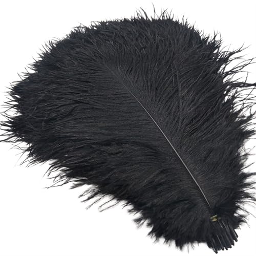 BDXMKS Straußenfeder 50 Stücke Weiße Straußenfedern for Handwerk 35-60CM Karneval Kostüme Party Hause Hochzeit Dekorationen Plumes(Black,45-50cm1 8-20inch) von BDXMKS