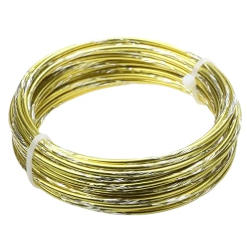 Basteldraht 1,0 m/5,0 m Lot 2,0 mm verschiedene Muster Aluminiumdraht Gold/Silber weicher Handwerksdraht vielseitiger Metalldraht DIY handgefertigte Schmuckherstellung(2mm Gold A,5M) von BDXMKS