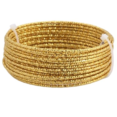 Basteldraht 1,0 m/5,0 m Lot 2,0 mm verschiedene Muster Aluminiumdraht Gold/Silber weicher Handwerksdraht vielseitiger Metalldraht DIY handgefertigte Schmuckherstellung(2mm Gold B,5M) von BDXMKS