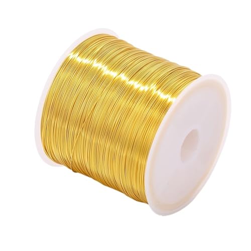 Basteldraht 1 Rolle 0,3–0,6 mm Kupferdraht for Armbänder, Halsketten, DIY, farbecht, Schmuckdraht, Schmuckschnur, Schnur, Bastelzubehör(Gold,0.3mm x 100meters) von BDXMKS
