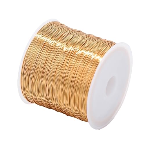 Basteldraht 1 Rolle 0,3–0,6 mm Kupferdraht for Armbänder, Halsketten, DIY, farbecht, Schmuckdraht, Schmuckschnur, Schnur, Bastelzubehör(Kc gold,0.5mm x 50meters) von BDXMKS