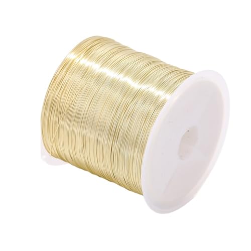 Basteldraht 1 Rolle 0,3–0,6 mm Kupferdraht for Armbänder, Halsketten, DIY, farbecht, Schmuckdraht, Schmuckschnur, Schnur, Bastelzubehör(Light gold,0.4mm x 100meters) von BDXMKS
