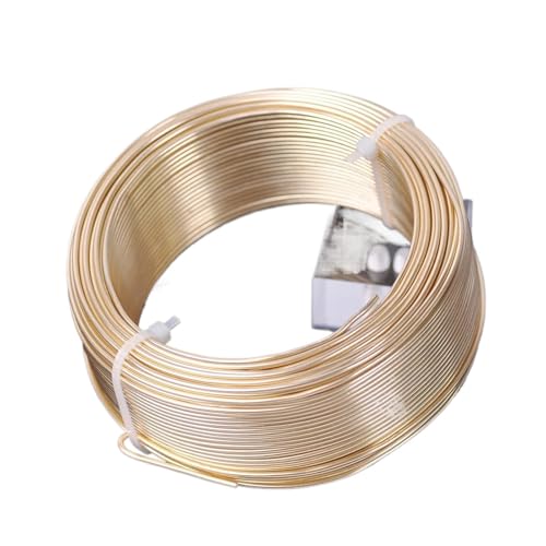 Basteldraht 1 große Rolle 0,8 mm/1,0 mm/1,5 mm/2,0 mm/2,5 mm/3,0 mm Aluminium-Weichmetall-Basteldraht for Schmuckherstellung DIY(Aqua Gold Color,2.0mm (23 meters)) von BDXMKS