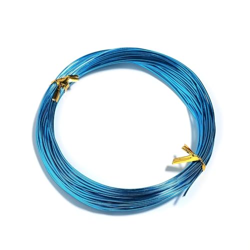 Basteldraht 10,0 m/Rollen, 0,6–1,2 mm, eloxierter Aluminiumdraht, vielseitig einsetzbar, handgefertigt, Metalldraht for die Schmuckherstellung, Perlen, Halsketten, Armbänder(Blue2,1.2mm) von BDXMKS