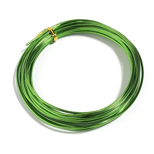 Basteldraht 10,0 m/Rollen, 0,6–1,2 mm, eloxierter Aluminiumdraht, vielseitig einsetzbar, handgefertigt, Metalldraht for die Schmuckherstellung, Perlen, Halsketten, Armbänder(Green,1.2mm) von BDXMKS