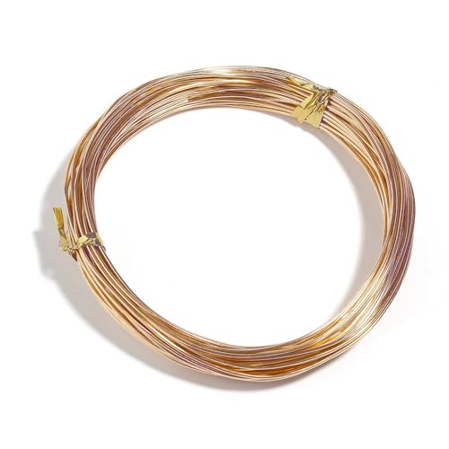 Basteldraht 10,0 m/Rollen, 0,6–1,2 mm, eloxierter Aluminiumdraht, vielseitig einsetzbar, handgefertigt, Metalldraht for die Schmuckherstellung, Perlen, Halsketten, Armbänder(KC golden,1.2mm) von BDXMKS