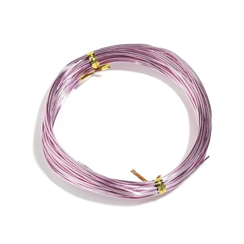 Basteldraht 10,0 m/Rollen, 0,6–1,2 mm, eloxierter Aluminiumdraht, vielseitig einsetzbar, handgefertigt, Metalldraht for die Schmuckherstellung, Perlen, Halsketten, Armbänder(Light pink,1.2mm) von BDXMKS