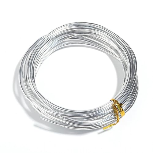 Basteldraht 10,0 m/Rollen, 0,6–1,2 mm, eloxierter Aluminiumdraht, vielseitig einsetzbar, handgefertigt, Metalldraht for die Schmuckherstellung, Perlen, Halsketten, Armbänder(Silver,0.8mm) von BDXMKS
