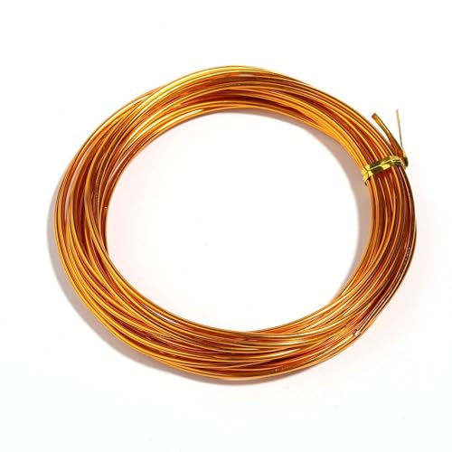 Basteldraht 10,0 m/Rollen, 0,6–1,2 mm, eloxierter Aluminiumdraht, vielseitig einsetzbar, handgefertigt, Metalldraht for die Schmuckherstellung, Perlen, Halsketten, Armbänder(Yellow,1.2mm) von BDXMKS