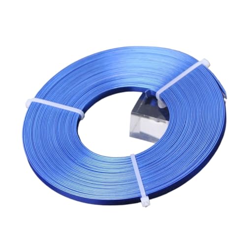 Basteldraht 10 Meter/Rolle, 5 x 1,0 mm, 12 Farben, flacher Aluminium-Weichmetalldraht for die Schmuckherstellung, DIY-Bastelschnur(Blue) von BDXMKS