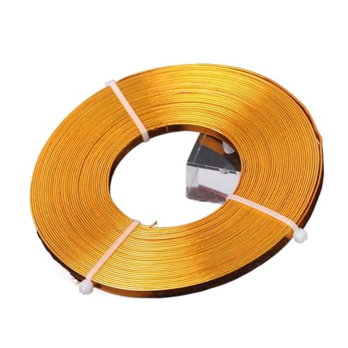 Basteldraht 10 Meter/Rolle, 5 x 1,0 mm, 12 Farben, flacher Aluminium-Weichmetalldraht for die Schmuckherstellung, DIY-Bastelschnur(Gold Color) von BDXMKS