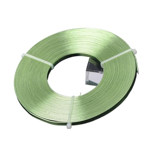 Basteldraht 10 Meter/Rolle, 5 x 1,0 mm, 12 Farben, flacher Aluminium-Weichmetalldraht for die Schmuckherstellung, DIY-Bastelschnur(Green) von BDXMKS