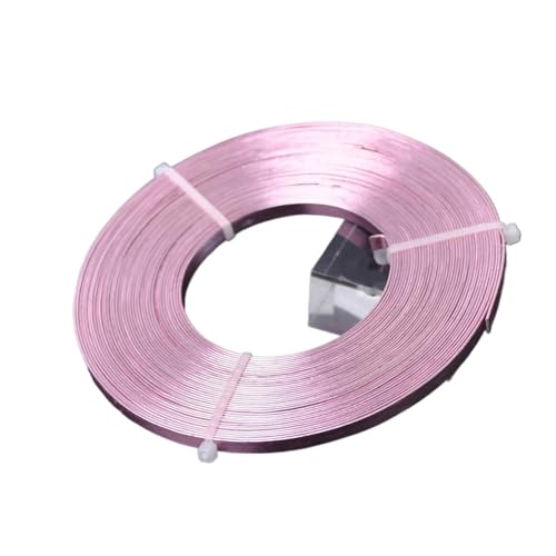 Basteldraht 10 Meter/Rolle, 5 x 1,0 mm, 12 Farben, flacher Aluminium-Weichmetalldraht for die Schmuckherstellung, DIY-Bastelschnur(Pink) von BDXMKS