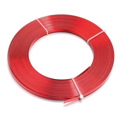 Basteldraht Ca. 10 Meter/Rolle breiter, flacher Aluminiumdraht for die Schmuckherstellung for Basteln von handgefertigtem Schmuck, Zubehör for Wickeln von Edelsteinanhängern(Red) von BDXMKS