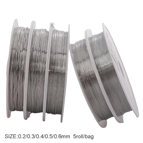 Basteldraht Flexibler Perlendraht aus Edelstahl, Dicke 0,2–0,06 Millimeter – ideale Wahl for die Herstellung von DIY-Schmuck, Armbändern und Halsketten(Style6) von BDXMKS