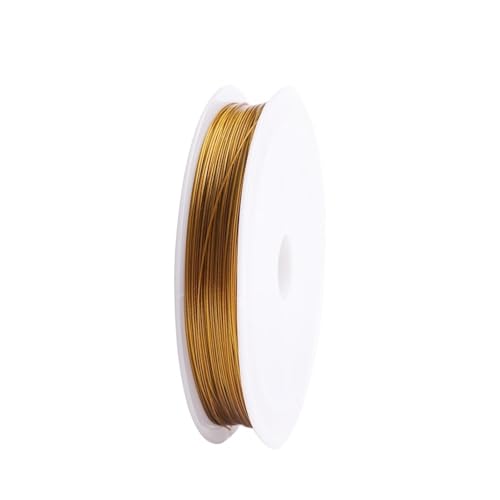 Basteldraht SAUVOO 1 Rolle Edelstahl-Perlendraht, 0,3–1,0 mm, Perlenschnur, Basteldraht, Modellierdraht for die Schmuckherstellung, DIY-Handarbeit(Gold,0.38mm x 30m) von BDXMKS