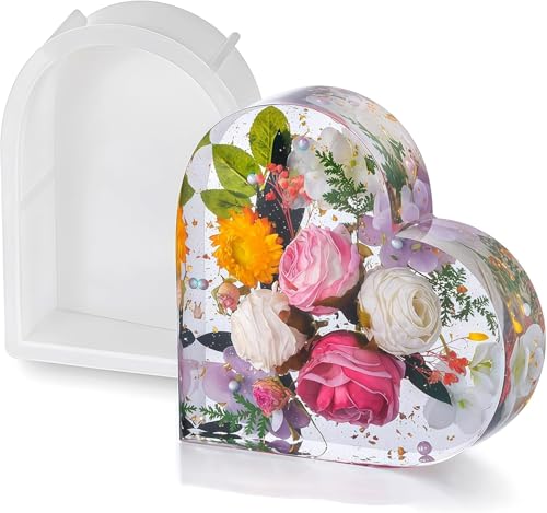 BDYLYS Epoxidharz Silikonformen Herzförmige Gießformen für DIY Hochzeit & Jubiläumsgeschenke, Ideal zur Konservierung von Brautsträußen und Blumen von BDYLYS
