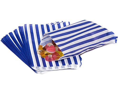 Papiertüten für Süßigkeiten, gestreift, 12,7 x 17,8 cm, Dunkelblau, 100 Stück Papiertüten für Süßigkeiten, gestreift, 12,7 x 17,8 cm, Dunkelblau, 100 Stück von BE SMART INTERNATIONAL LTD