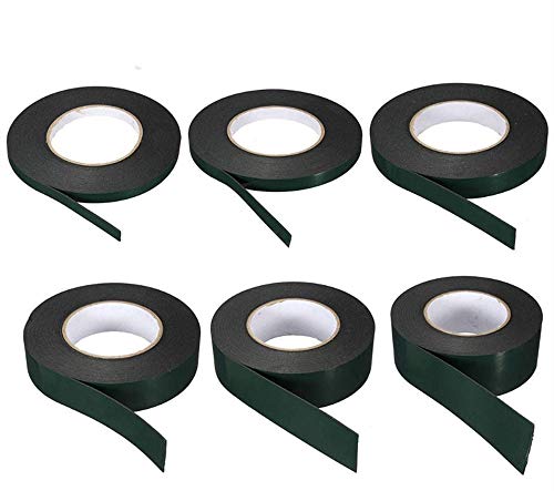 BE-TOOL Doppelseitiges Schaumstoff-Klebeband, 6 Stück, wasserdichtes Montage-Klebeband, Rolle für Nummernschilder, Autos, Zierleisten, schwarz (1 mm x 10 mm x 10 m) von BE-TOOL