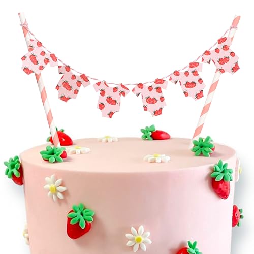 Erdbeer-Babyparty-Kuchenaufsatz – Erdbeer-Body-Kuchenaufsatz, Geschlechtsoffenbarungsdekoration, Babyparty-Kuchendekorationen, Einteiler-Party-Dekorationen (Erdbeer-Topper) von BEADED